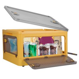 Foldable Storage Bins with Lid 4 Doors Collapsible Stackable Closet Organizer Containers with Lock 4Pcs Wheels (Color: yellow, size: L) Foldable Storage Bins with Lid 4 Doors Collapsible Stackable Closet Organizer Containers with Lock 4Pcs Wheels (Color: yellow, size: L)